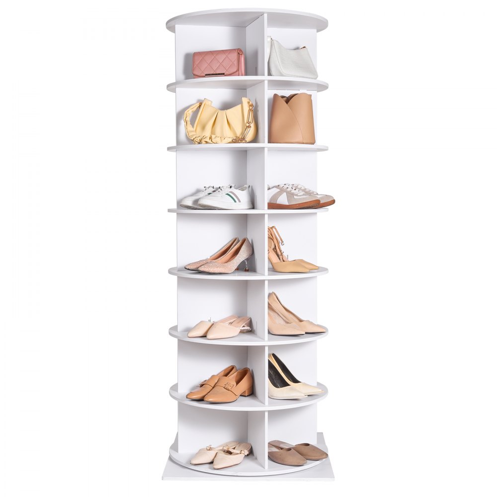 VEVOR 7-Tier Rotating Shoe Rack Tower 360°Spinning Shoe Display with Base Black