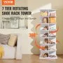 VEVOR 7 Tiers Rotating Shoe Rack Tower, 360°Spinning Shoe Display, Revolving Shoe Rack Storage Round Carousel, Lazy Susan Shoe Rack Organizer with Base for Bedroom, Living Room, Entryway, White