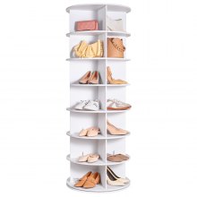 VEVOR 7 Tiers Rotating Shoe Rack Tower, 360°Spinning Shoe Display, Revolving Shoe Rack Storage Round Carousel, Lazy Susan Shoe Rack Organizer, Ideal for Bedroom, Living Room, Entryway, White