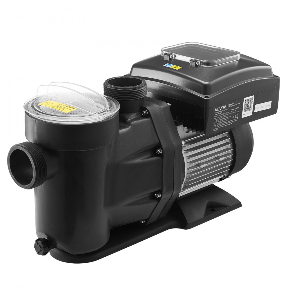 VEVOR Variable Speed Pool Pump, 1.5 HP, AC 220-240V, 115 GPM, In/Above Swimming Pool Pump with Filter Basket, Powerful Self Priming, Programmable Timer, for Inground and Above Ground Swimming Pool