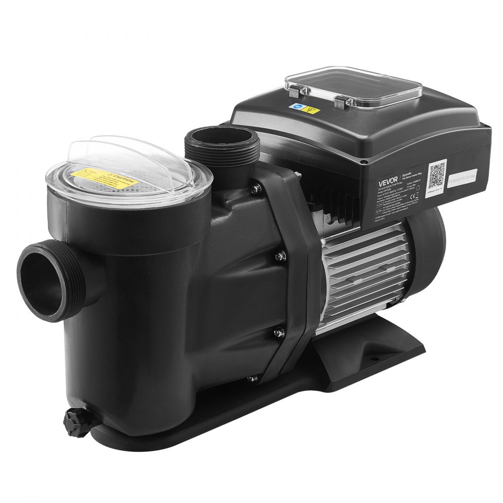 VEVOR Variable Speed Pool Pump, 1.5 HP, AC 220-240V, 115 GPM, In/Above Swimming Pool Pump with Filter Basket, Powerful Self Priming, Programmable Timer, for Inground and Above Ground Swimming Pool