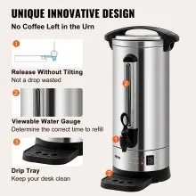 VEVOR Commercial Coffee Urn 110 Cup Dispensador de café de acero inoxidable Fast Brew