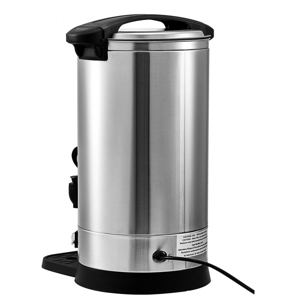 VEVOR Commercial Coffee Urn, 65 Cups Stainless Steel Large Coffee Dispenser, 1500W 220V Electric Coffee Maker Urn For Quick Brewing, Hot Water Urn with Detachable Power Cord for Easy Cleaning, Silver