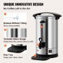 VEVOR Commercial Coffee Urn, 65 Cups Stainless Steel Large Coffee Dispenser, 1500W 220V Electric Coffee Maker Urn For Quick Brewing, Hot Water Urn with Detachable Power Cord for Easy Cleaning, Silver