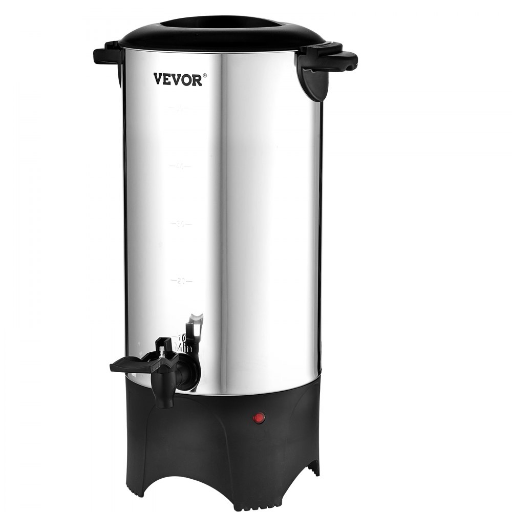 VEVOR Commercial Coffee Urn, 50 Cups Stainless Steel Large Coffee Dispenser, 1000W 110V Electric Coffee Maker Urn For Quick Brewing, Hot Water Urn with Detachable Power Cord for Easy Cleaning, Silver