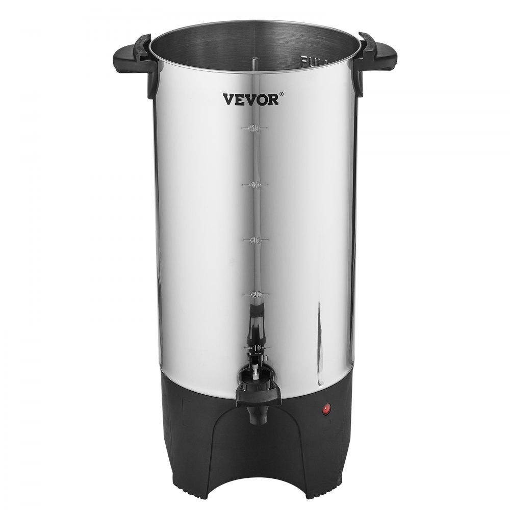 VEVOR Commercial Coffee Urn, 50 Cups Stainless Steel Large Coffee Dispenser, 1000W 110V Electric Coffee Maker Urn For Quick Brewing, Hot Water Urn with Detachable Power Cord for Easy Cleaning, Silver