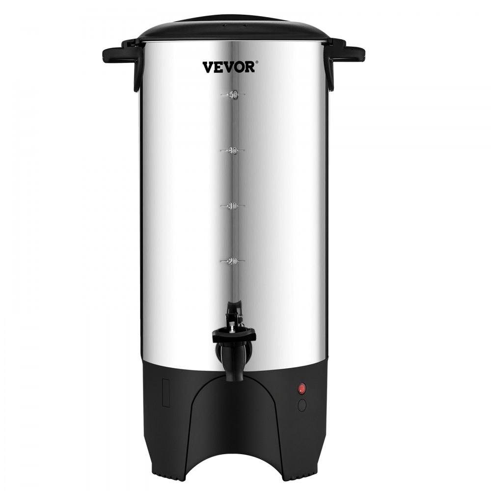 VEVOR Commercial Coffee Urn, 50 Cups Stainless Steel Large Coffee Dispenser, 1000W 110V Electric Coffee Maker Urn For Quick Brewing, Hot Water Urn with Detachable Power Cord for Easy Cleaning, Silver