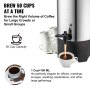 VEVOR komerční zásobník na kávu 50 šálků z nerezové oceli pro rychlé vaření kávy