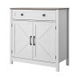 VEVOR Coffee Bar Cabinet, Farmhouse Coffee Bar Table with Drawer, Buffet Stand Cabinet with 2 Barn Door, Sideboard Buffet Station for Living Room, Entryway, Kitchen, 75 x 37.5 x 80 cm, White