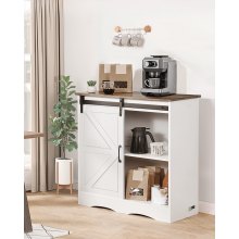 Coffee Bar Cabinet 3-Tier Coffee Bar Table with Barn Doors Brown White