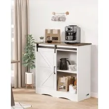 VEVOR Coffee Bar Cabinet, 31.5 Inch Farmhouse Coffee Bar Cabinet with Storage, Coffee Bar Table with Barn Doors, Farmhouse Sideboard Buffet Cabinet for Living Room, Entryway