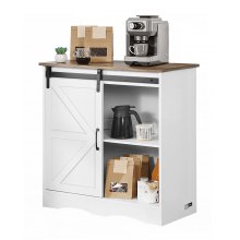 Coffee Bar Cabinet 3-Tier Coffee Bar Table with Barn Doors Brown White