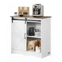 VEVOR Coffee Bar Cabinet, 31.5 Inch Farmhouse Coffee Bar Cabinet with Storage, Coffee Bar Table with Barn Doors, Farmhouse Sideboard Buffet Cabinet for Living Room, Entryway