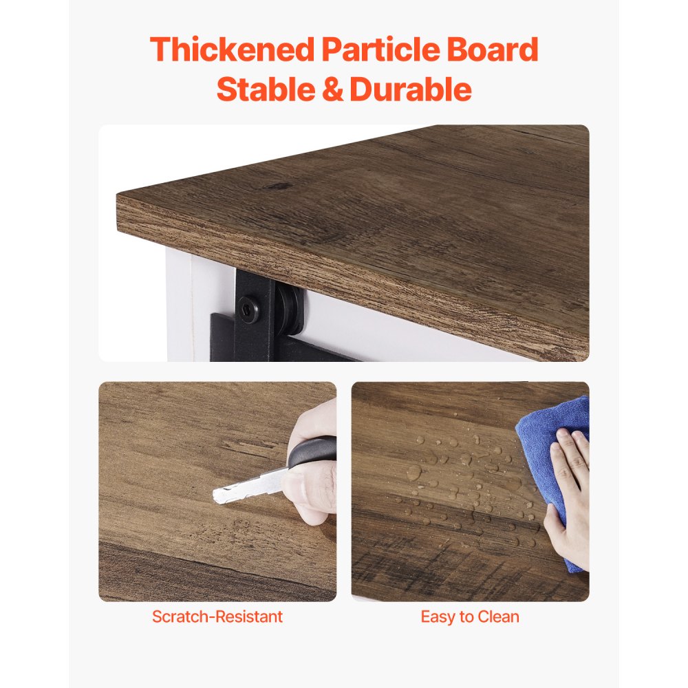 VEVOR Coffee Bar Cabinet, 106 x 40 x 81.5 cm Farmhouse Coffee Bar Cabinet with 3-Tier Storage, Coffee Bar Table with Barn Doors, Farmhouse Sideboard Buffet Cabinet for Living Room, Entryway