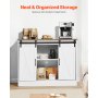 VEVOR Coffee Bar Cabinet, 106 x 40 x 81.5 cm Farmhouse Coffee Bar Cabinet with 3-Tier Storage, Coffee Bar Table with Barn Doors, Farmhouse Sideboard Buffet Cabinet for Living Room, Entryway