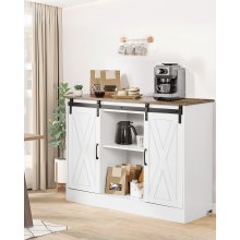 Coffee Bar Cabinet 3-Tier Coffee Bar Table with Barn Doors for Living Room