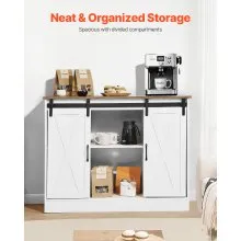 Coffee Bar Cabinet 3-Tier Coffee Bar Table with Barn Doors for Living Room
