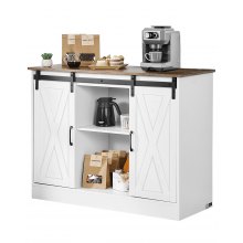 Coffee Bar Cabinet 3-Tier Coffee Bar Table with Barn Doors for Living Room