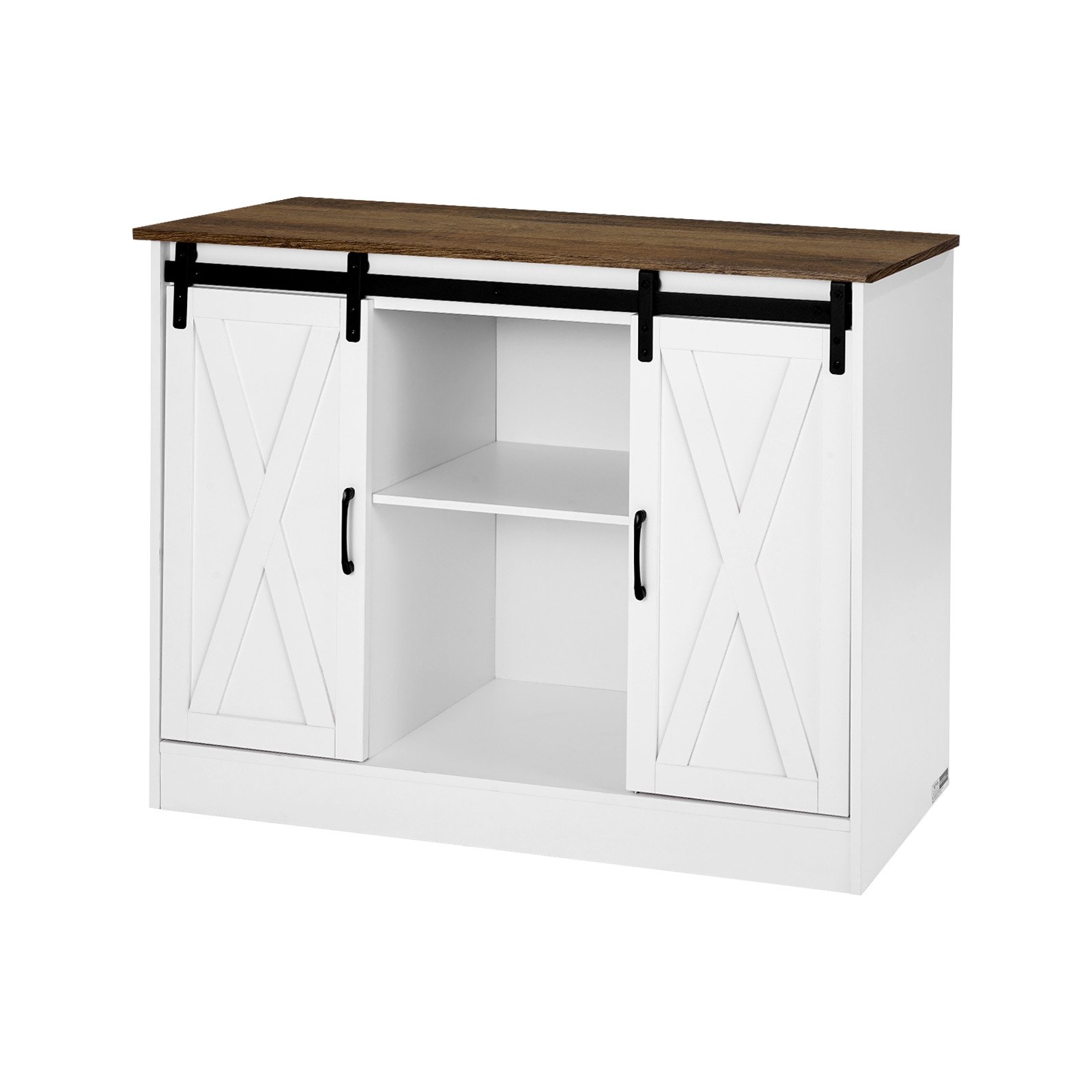 VEVOR Coffee Bar Cabinet, 106 x 40 x 81.5 cm Farmhouse Coffee Bar Cabinet with 3-Tier Storage, Coffee Bar Table with Barn Doors, Farmhouse Sideboard Buffet Cabinet for Living Room, Entryway