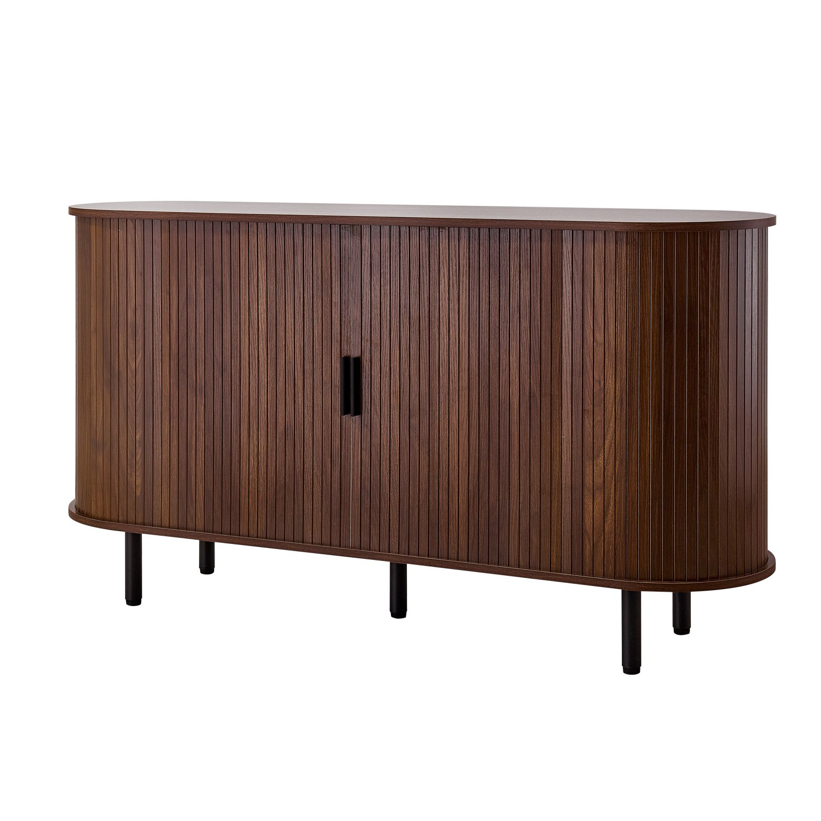 VEVOR Coffee Bar Cabinet, Mid Century Fluted Coffee Bar Table, Buffet Stand Cabinet with 2 Sliding Doors, Sideboard Buffet Station for Living Room, Entryway, Kitchen, 55.1 x 15.7 x 29.5 in, Walnut