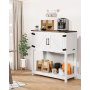 Coffee Bar Cabinet 3-Tier Coffee Bar Table with Magnet Doors Brown White