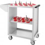 VEVOR tool cart with red tool holders and caster wheels.