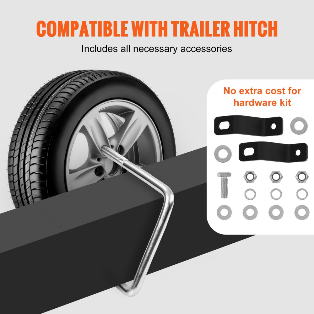 VEVOR Spare Tire Carrier, U-Bolt Zinc Plated Spare Tire Mount Bracket Side Mount with Lock, 160 lbs Capacity, 4 & 5 Lugs Wheels on 4", 4.5", 5" Bolt Patterns, for Trailer Tongue, Marine Trailer