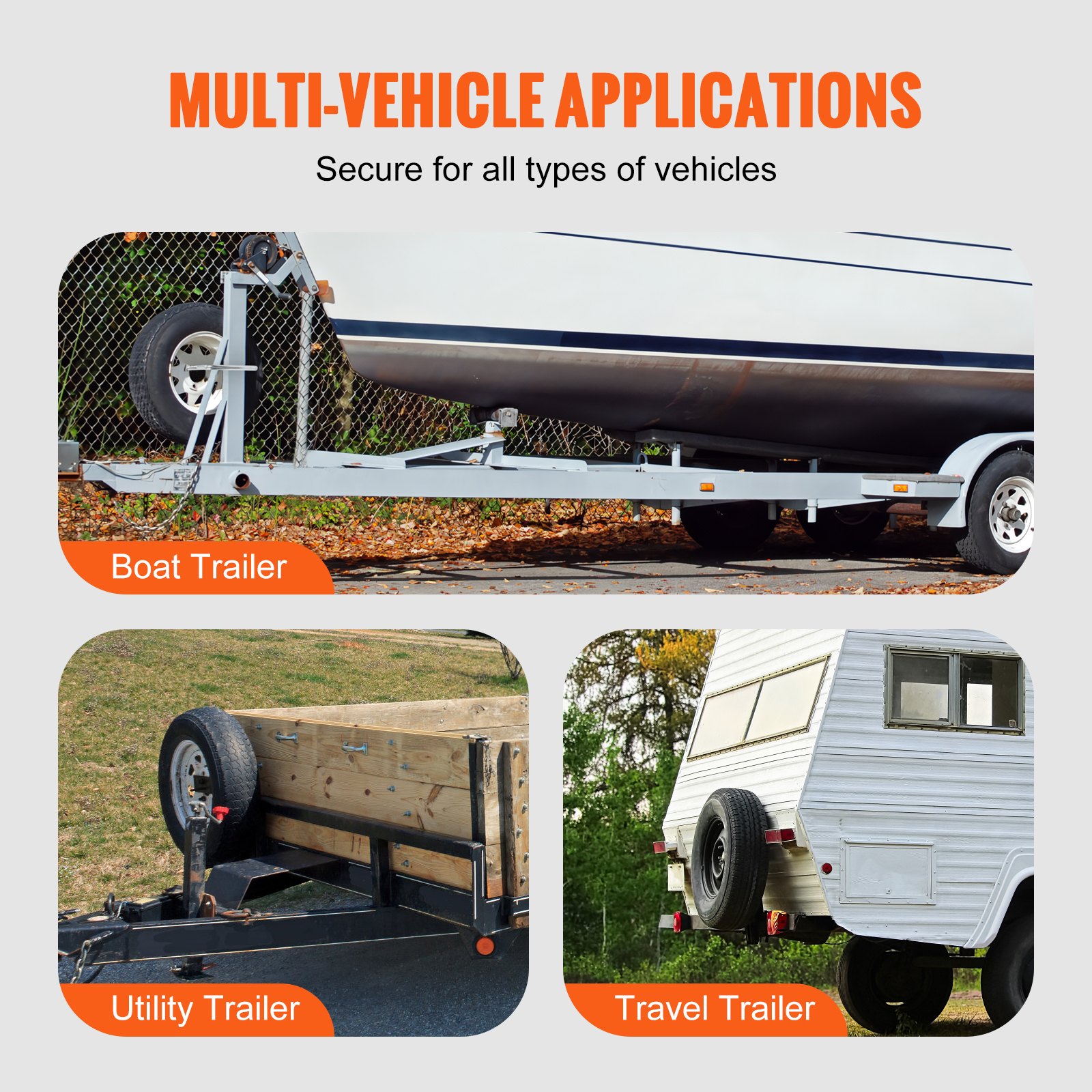 VEVOR Spare Tire Carrier, U-Bolt Zinc Plated Spare Tire Mount Bracket Side Mount with Lock, 160 lbs Capacity, 4 & 5 Lugs Wheels on 4", 4.5", 5" Bolt Patterns, for Trailer Tongue, Marine Trailer