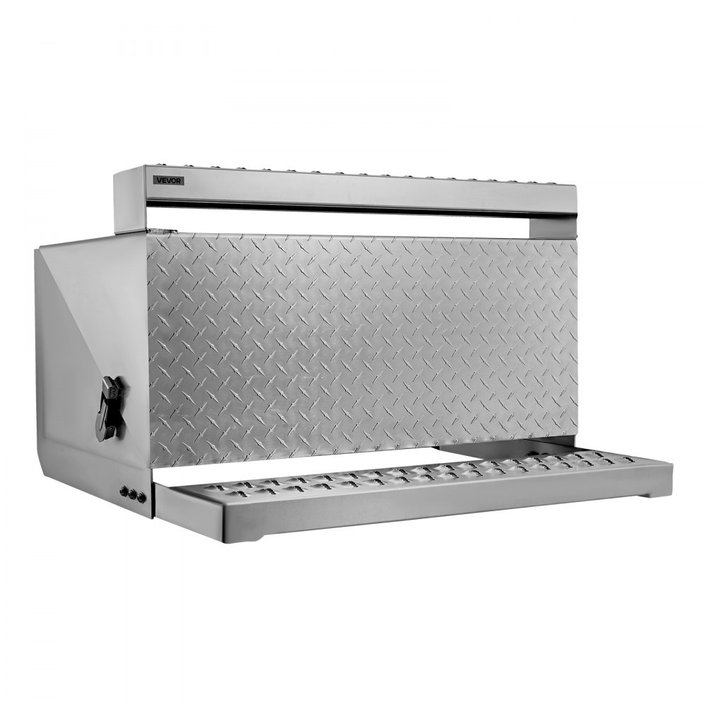 VEVOR Semi-Truck Step Tool Box, 790 x 770 x 485 mm Heavy Duty Aluminum Diamond Plate Toolbox, Waterproof Cab Entry Step Storage Box with Shock-Absorbing Latch for Flatbed, Crane, and Semi Trucks