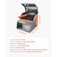VEVOR Semi-Truck Step Tool Box 24" x 27.5" x 25.4" Heavy Duty Aluminum Toolbox