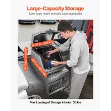 VEVOR Semi-Truck Step Tool Box, 18" x 27.5" x 25.4" Heavy Duty Aluminum Toolbox Side Mount, Waterproof Side Storage Saddle Step Box with T-Handle Lock & Keys for Semi Trucks, Flatbed Trailers