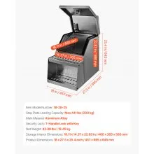 VEVOR Semi-Truck Step Tool Box, 18" x 27.5" x 25.4" Heavy Duty Aluminum Toolbox Side Mount, Waterproof Side Storage Saddle Step Box with T-Handle Lock & Keys for Semi Trucks, Flatbed Trailers