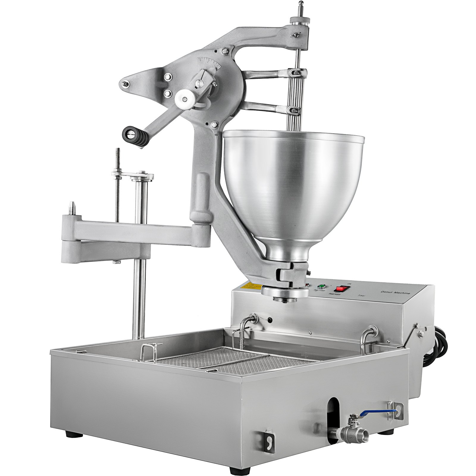 VEVOR Donut Fryer Manual Commercial Mini Donut Maker 9L Capacity Hopper Donut Fryer Commercial 3 Donut Moulds Donut Machine Maker Adjustable Thickness Commercial Donut Maker, 3000W, Stainless Steel
