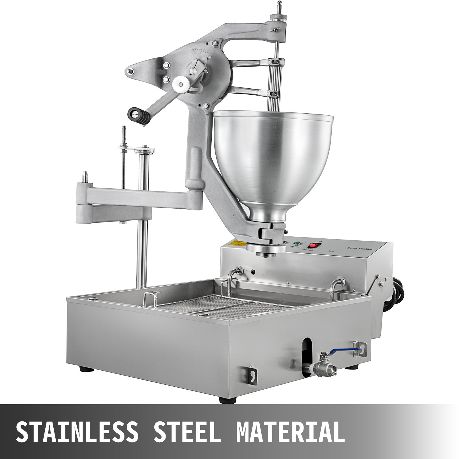 VEVOR Donut Fryer Manual Commercial Mini Donut Maker 9L Capacity Hopper Donut Fryer Commercial 3 Donut Moulds Donut Machine Maker Adjustable Thickness Commercial Donut Maker, 3000W, Stainless Steel