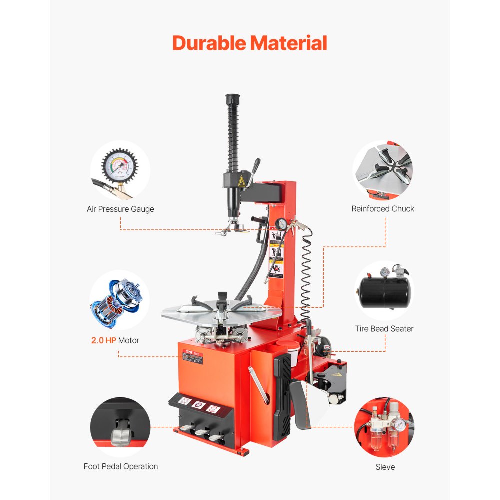 VEVOR Electric Tire Changer, 18" Spindle, Durable Tire Changer Tire Balancer with 1.5 HP Motor, Accurate Tire Changer Tire Balancer with Auto Calibration Mode, FIt for Sedans/SUVs/Pickup Trucks