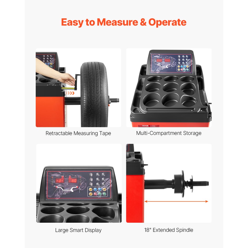 VEVOR Electric Tire Changer, 18" Spindle, Durable Tire Changer Tire Balancer with 1.5 HP Motor, Accurate Tire Changer Tire Balancer with Auto Calibration Mode, FIt for Sedans/SUVs/Pickup Trucks