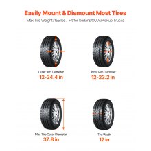 VEVOR Electric Tire Changer, 18" Spindle, Durable Tire Changer Tire Balancer with 1.5 HP Motor, Accurate Tire Changer Tire Balancer with Auto Calibration Mode, FIt for Sedans/SUVs/Pickup Trucks