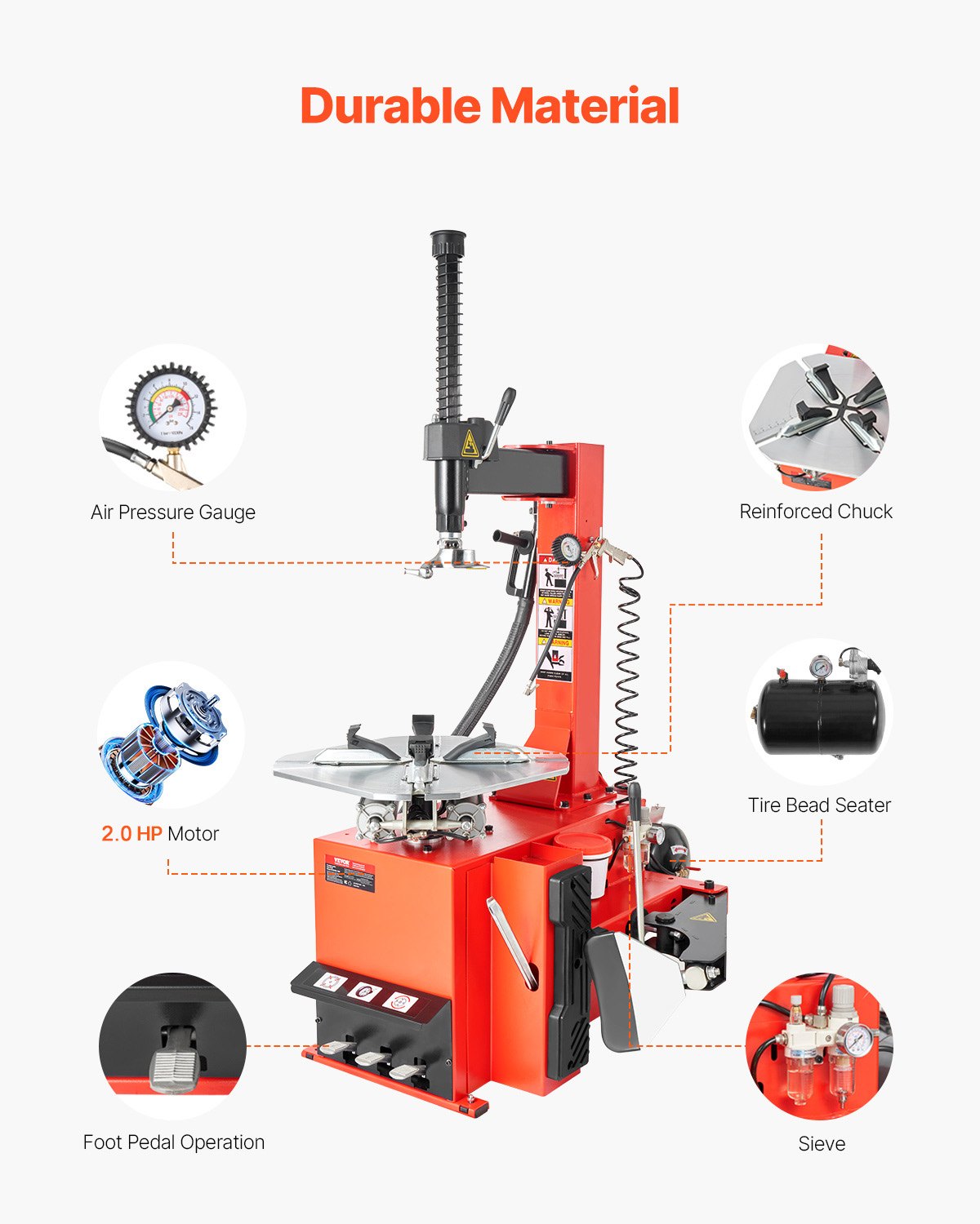 VEVOR Electric Tire Changer, 18" Spindle, Durable Tire Changer Tire Balancer with 1.5 HP Motor, Accurate Tire Changer Tire Balancer with Auto Calibration Mode, FIt for Sedans/SUVs/Pickup Trucks