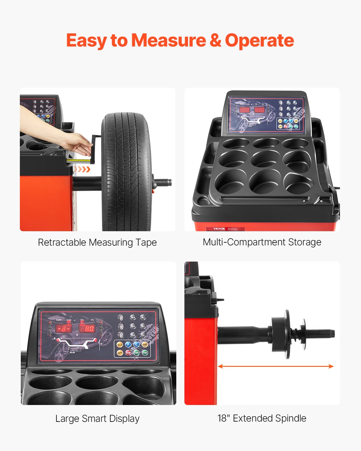 VEVOR Electric Tire Changer, 18" Spindle, Durable Tire Changer Tire Balancer with 1.5 HP Motor, Accurate Tire Changer Tire Balancer with Auto Calibration Mode, FIt for Sedans/SUVs/Pickup Trucks