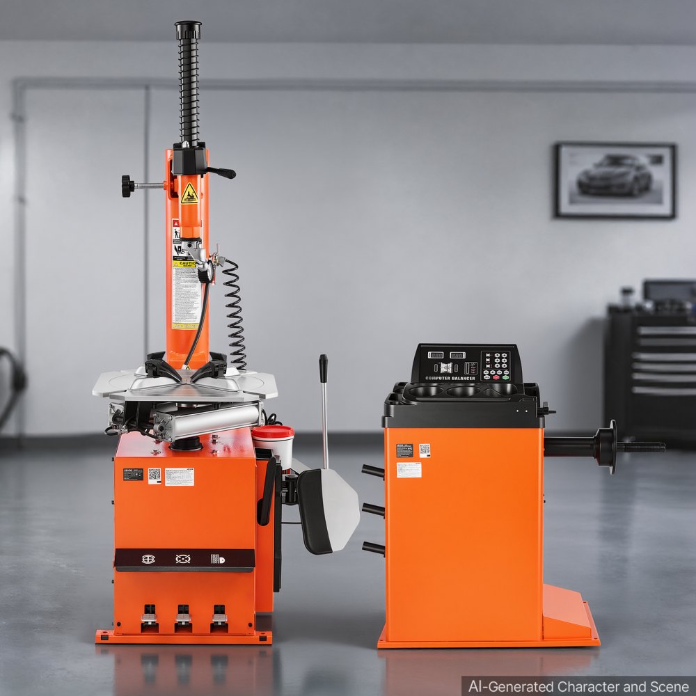 VEVOR Tire Changer Machine and Tire Balancer Set, 2HP/1500W Wheel Changer + 250W Tire Balancing Machine Combo, Inside Clamp 12"-22", Support 12" Max Rim Width with Pedal Control for Auto Repair Shops