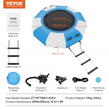 VEVOR 6.5ft Inflatable Water Trampoline Swim Platform Bounce for Pool Lake Toy
