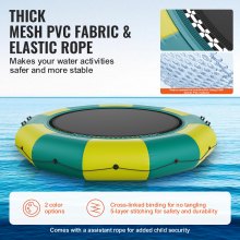 VEVOR Inflatable Water Bouncer, 12ft Recreational Water Trampoline, Portable Bounce Swim Platform with 3-Step Ladder & Electric Air Pump, Kids Adults Floating Rebounder for Pool, Lake, Water Sports