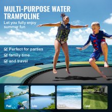 VEVOR Inflatable Water Bouncer, 12ft Recreational Water Trampoline, Portable Bounce Swim Platform with 3-Step Ladder & Electric Air Pump, Kids Adults Floating Rebounder for Pool, Lake, Water Sports
