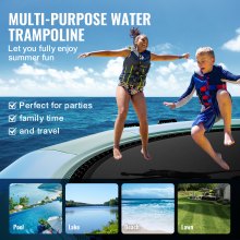 VEVOR Château gonflable gonflable, trampoline aquatique récréatif de 4,6 m, plateforme de natation portable avec échelle à 3 marches et pompe à air électrique, rebondeur flottant pour enfants et adultes pour piscine, lac, sports nautiques