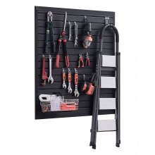 VEVOR Slat Wall Paneling, 4 x 4 ft, PVC Garage Slatwall with Modular Design, Black Slat Wall Easy-to-Install Adjustable Slatwall Panel with Coupling Structure & DIY Cutting, Fits for Storage & Display