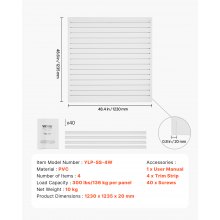 VEVOR 4 x 4 ft Slat Wall Paneling PVC White Garage Slatwall with Modular Design