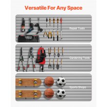 8 x 4 ft Slat Wall Paneling PVC Grey Garage Slatwall with Accessories