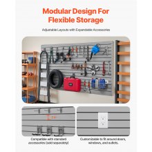 Newly upgraded second-generation 8 x 4 ft Slat Wall Paneling PVC Grey Garage Slatwall with Modular Design