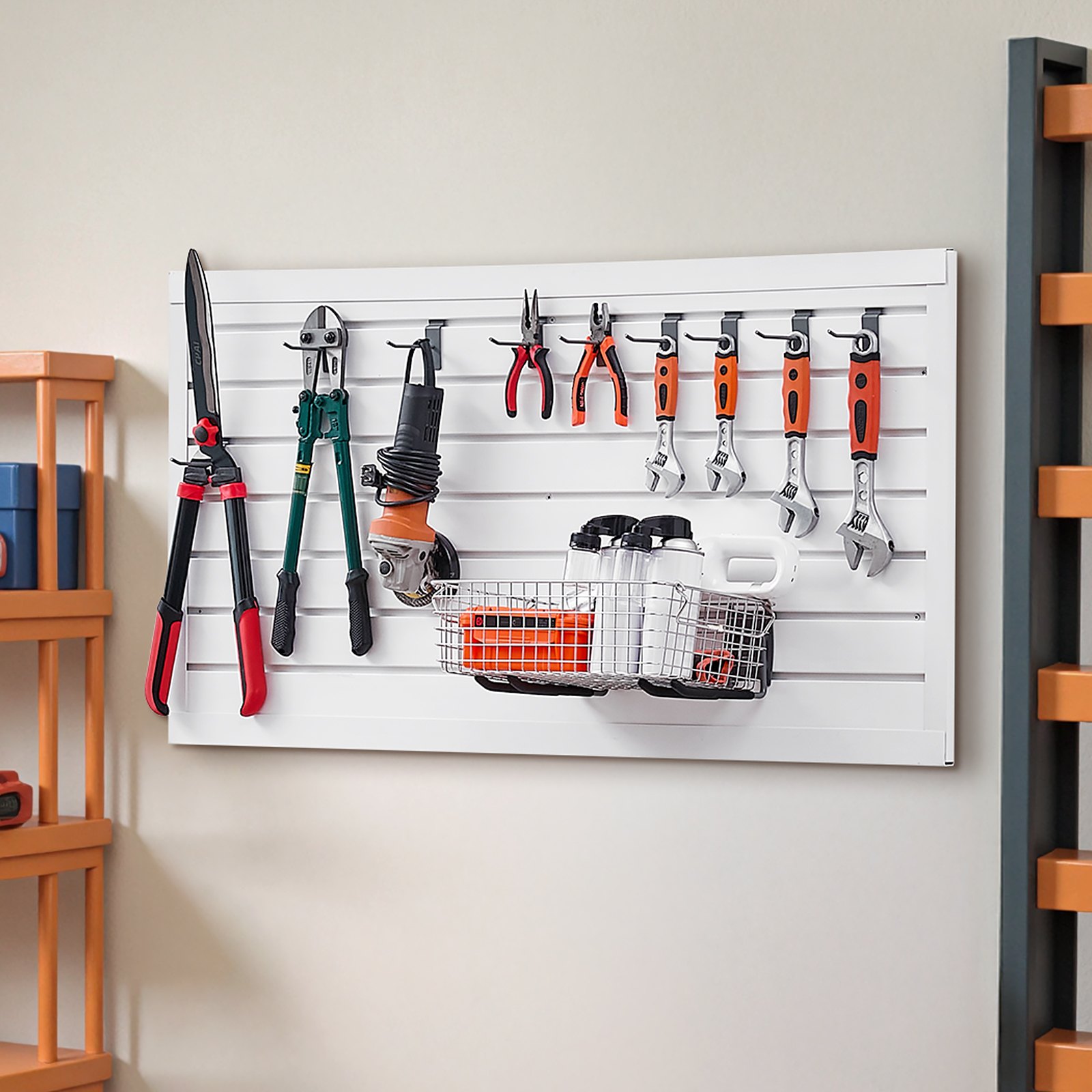 VEVOR Slat Wall Paneling, 2 x 4 ft, PVC Garage Slatwall with Modular Design, White Slat Wall Easy-to-Install Adjustable Slatwall Panel with Coupling Structure & DIY Cutting, Fits for Storage & Display