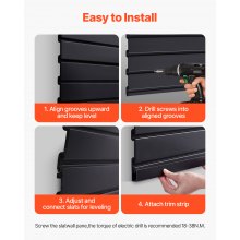 2 x 4 ft Slat Wall Paneling PVC Black Garage Slatwall with Modular Design